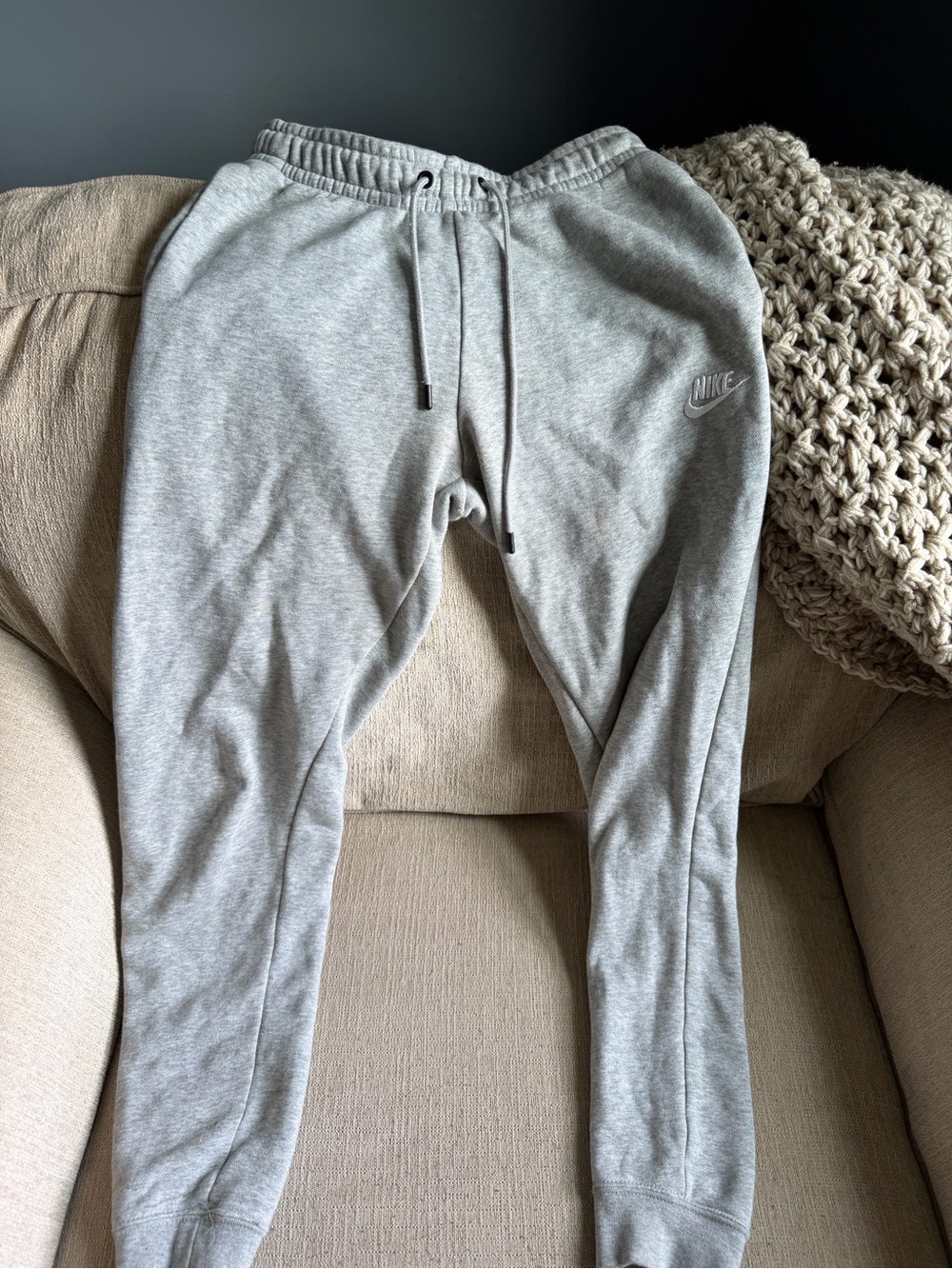 Nike Light Gray Fleece Jogger Pants
